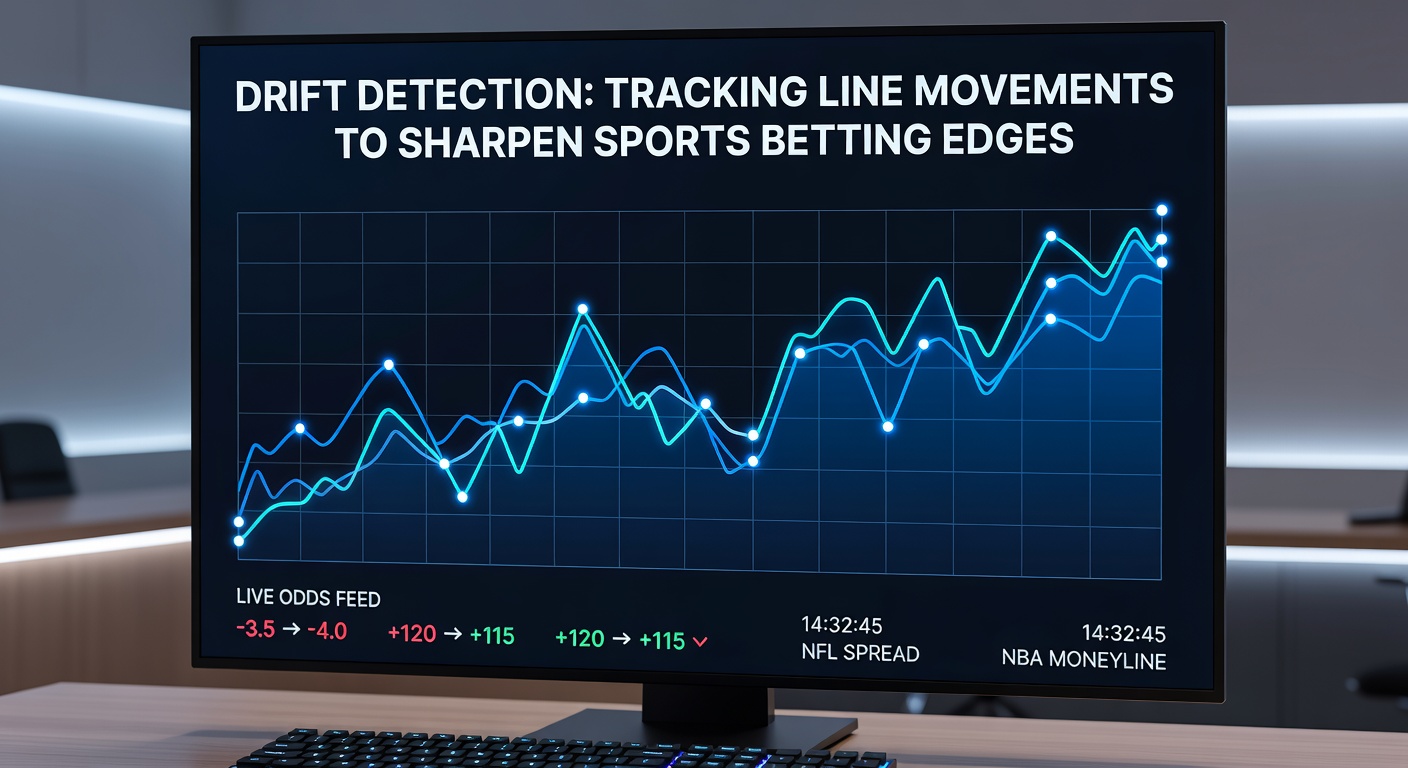 Dynamic graph illustrating sports betting line drift over time, with arrows showing shifts from opening to closing odds