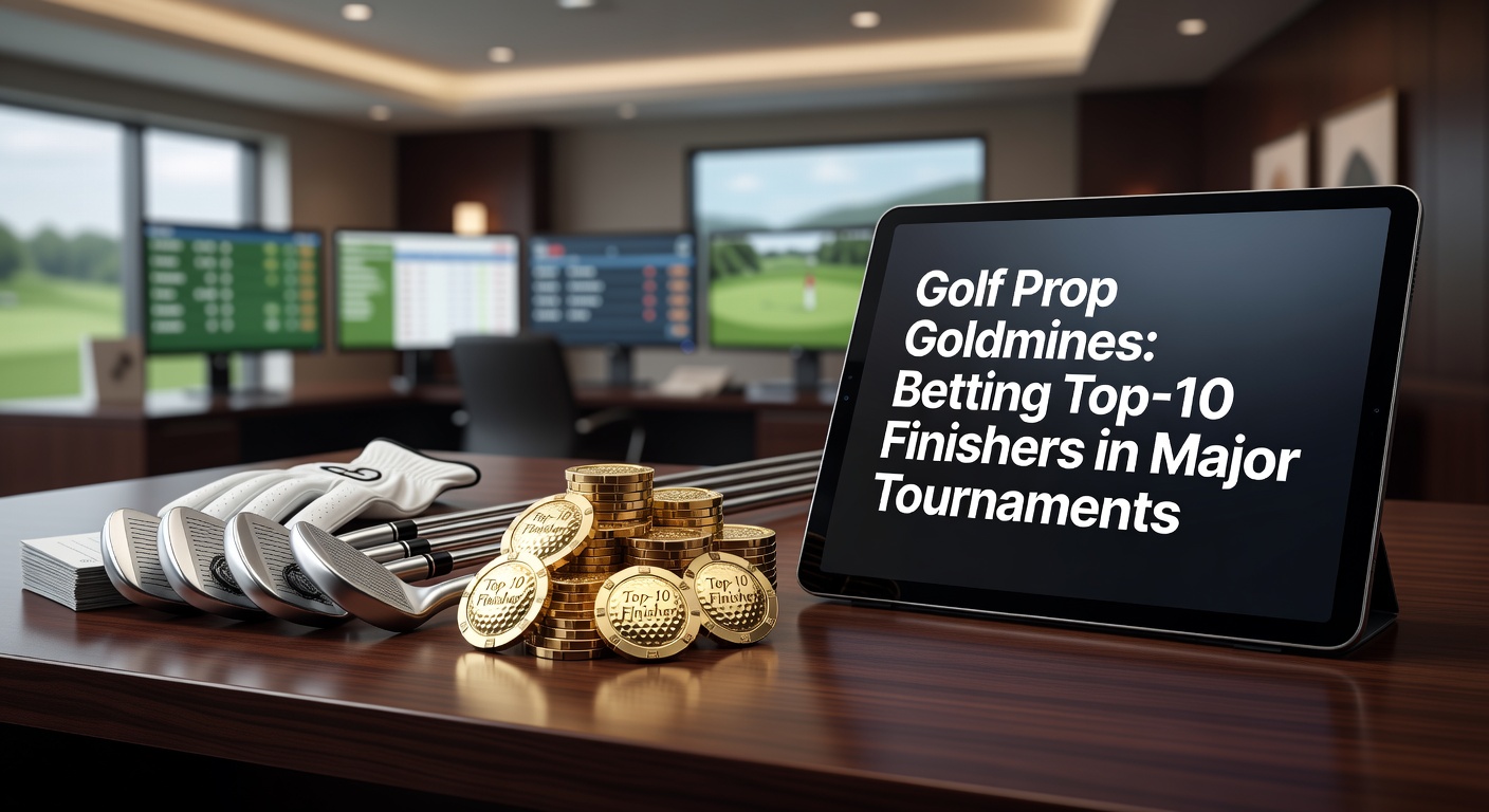 Golfers competing on a lush green fairway during a major tournament, with a leaderboard in the background highlighting top-10 positions