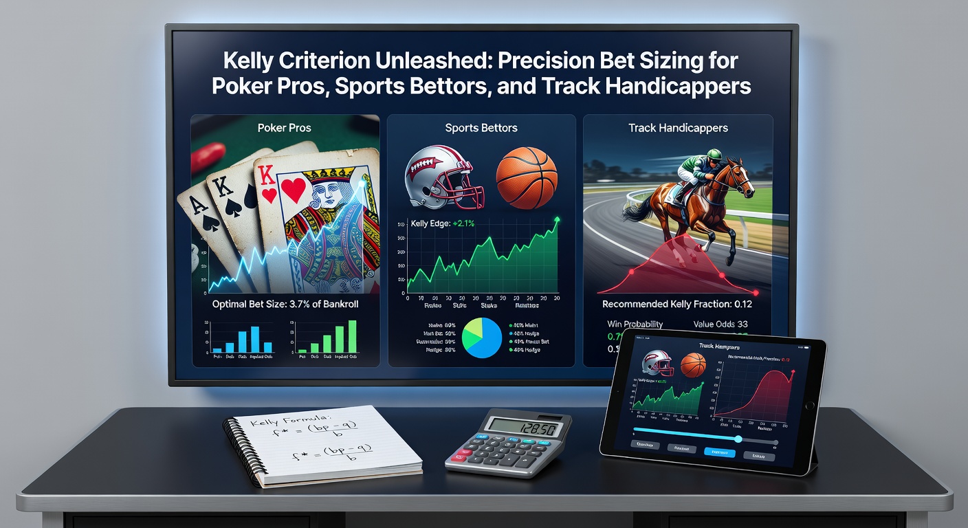 Graph illustrating Kelly Criterion bet sizing curve, showing optimal bankroll growth over time with edge and variance