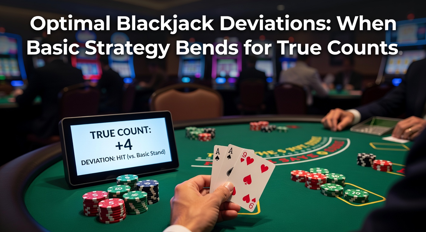 Close-up of a blackjack strategy chart highlighting true count deviations for standing and doubling decisions