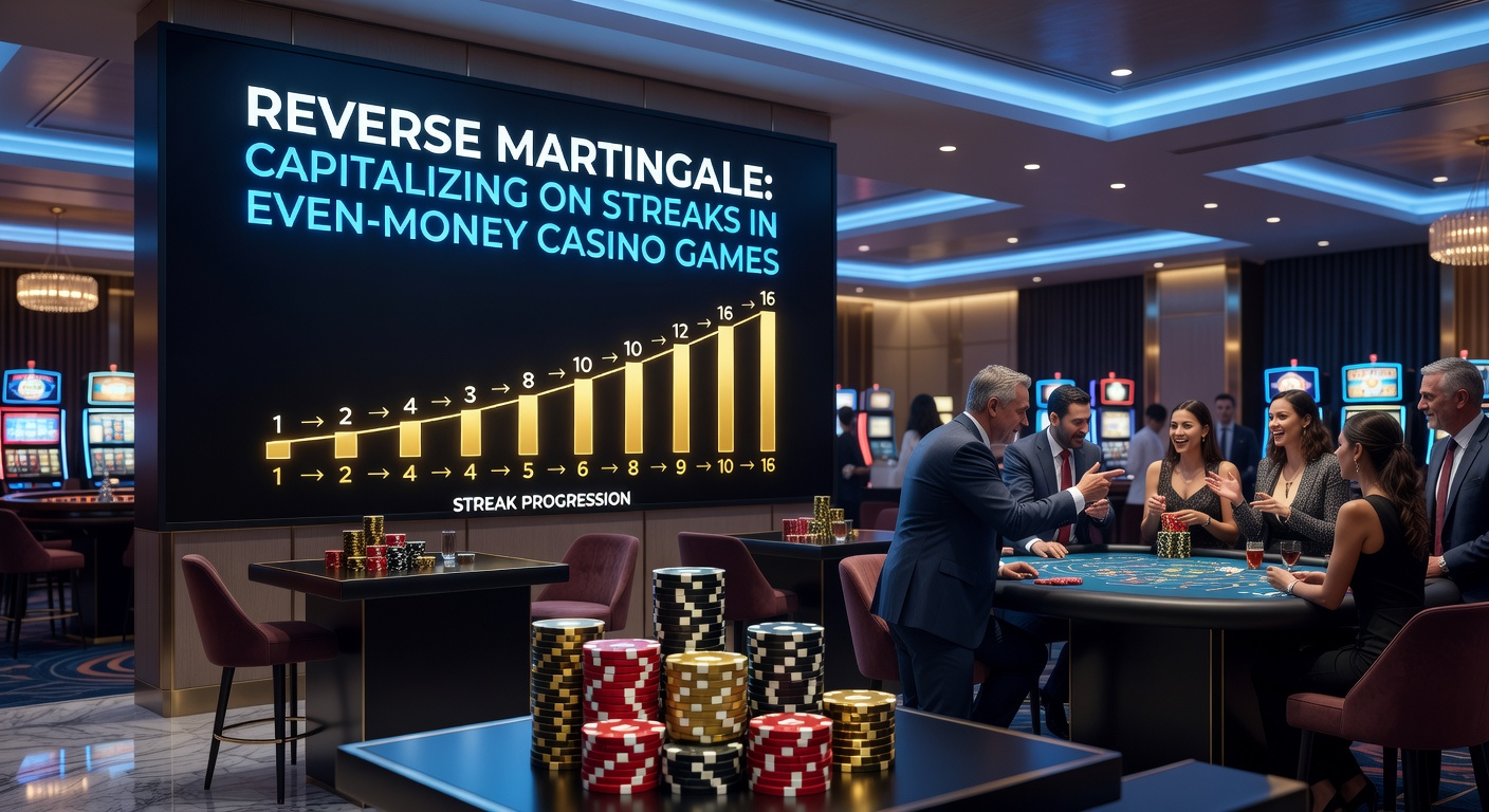 Roulette table with red and black betting areas highlighted, showing chips stacked during a winning streak