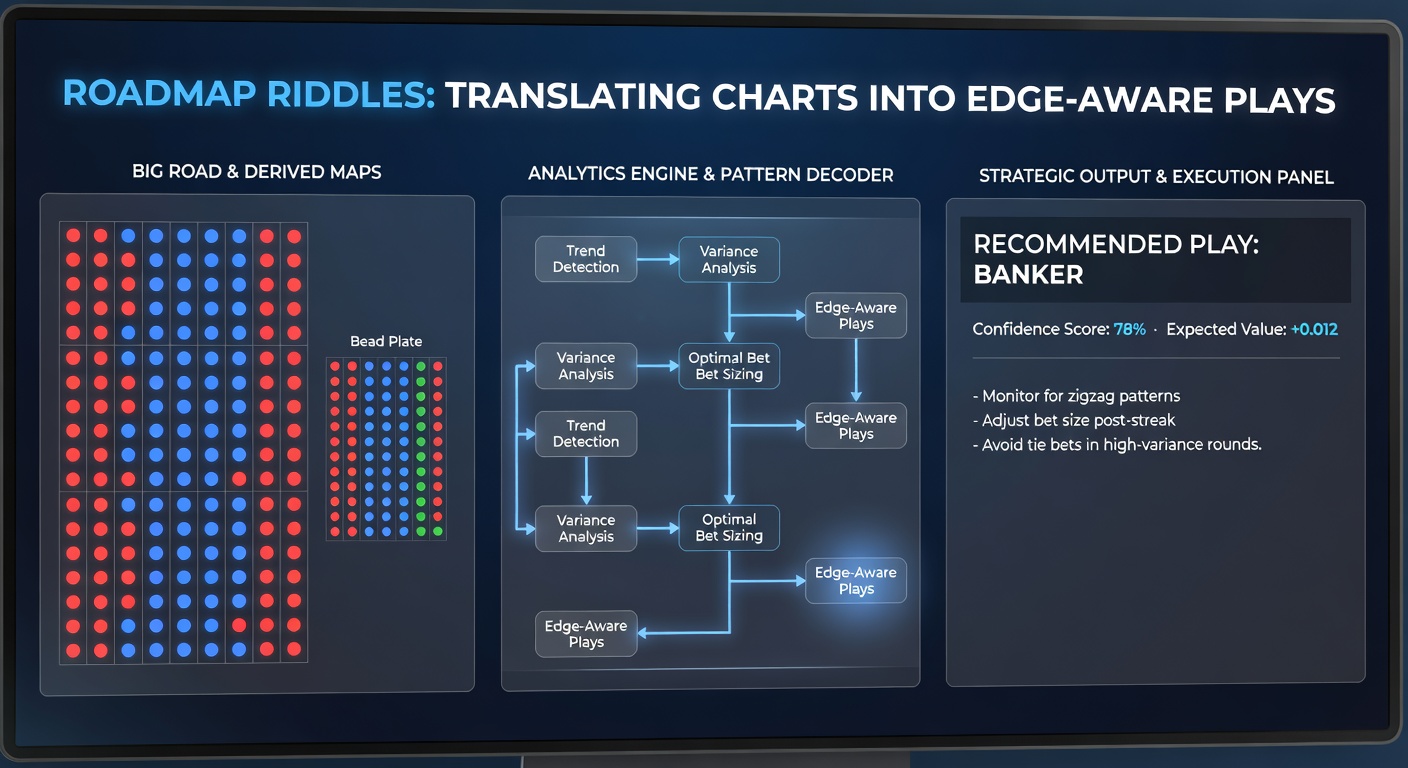 Close-up of a digital baccarat Big Road with streaking columns of red and blue, highlighting choppy versus streaky shoes