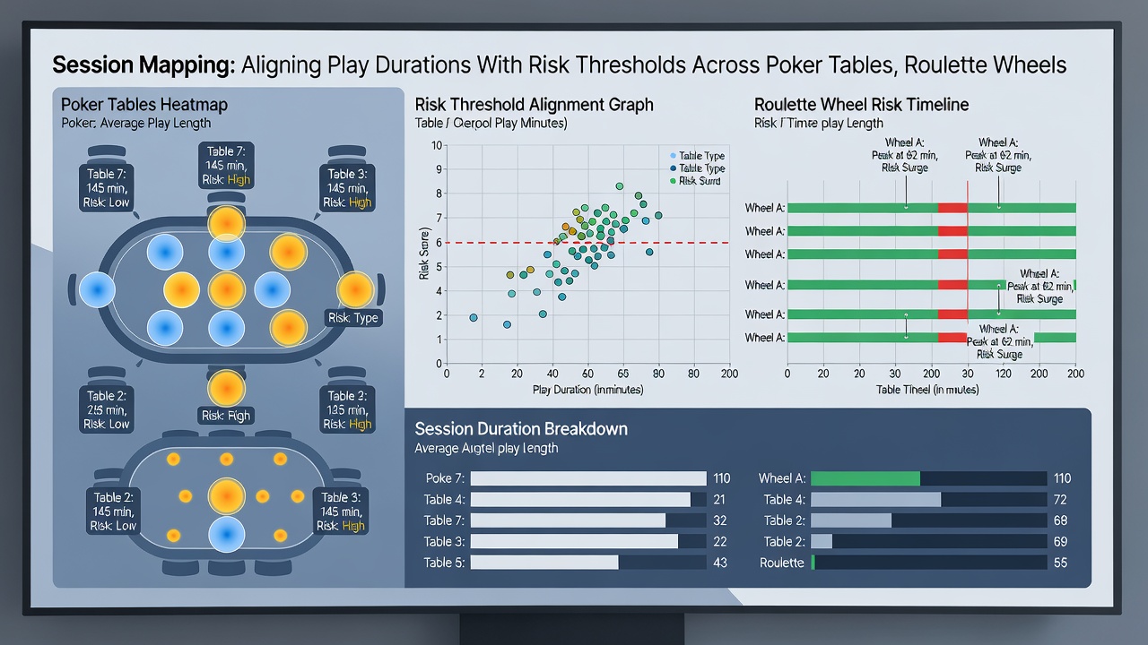 Chart showing average session durations and corresponding risk thresholds for poker, roulette, and horse racing betting windows