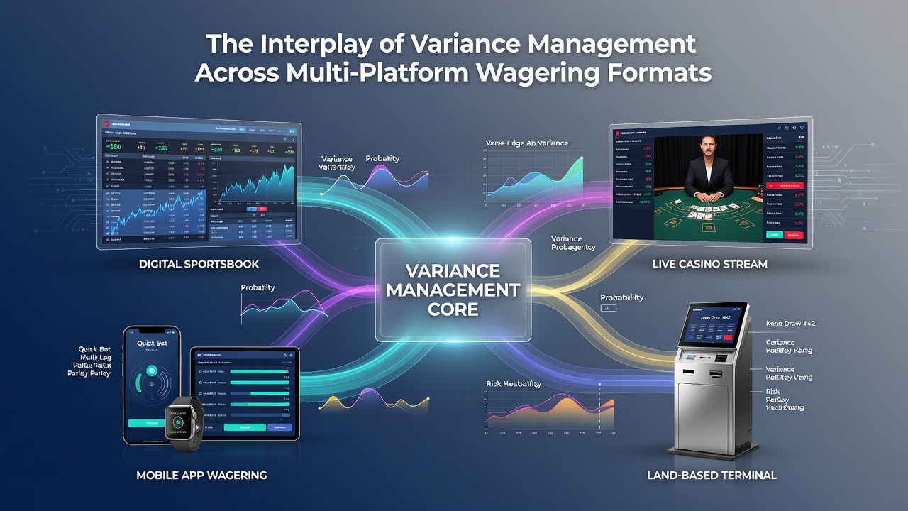 Visual representation of variance patterns across sports betting terminals, casino floors, and online poker interfaces showing fluctuating outcome distributions